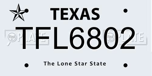 TFL6802 Texas License Plate