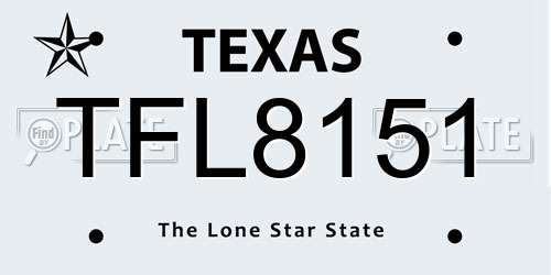TFL8151 Texas License Plate