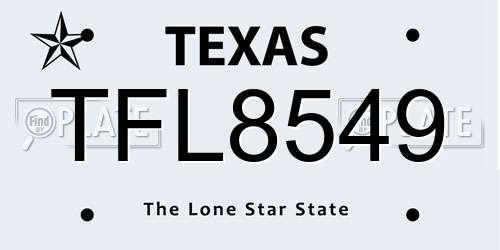 TFL8549 Texas License Plate