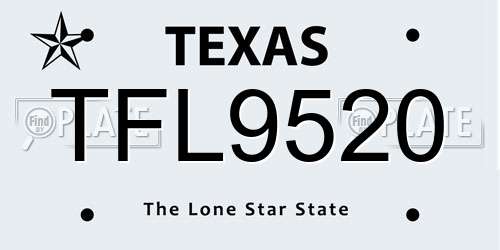 TFL9520 Texas License Plate