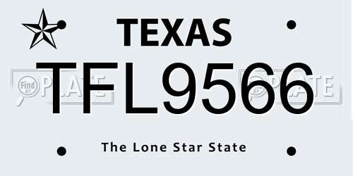 TFL9566 Texas License Plate