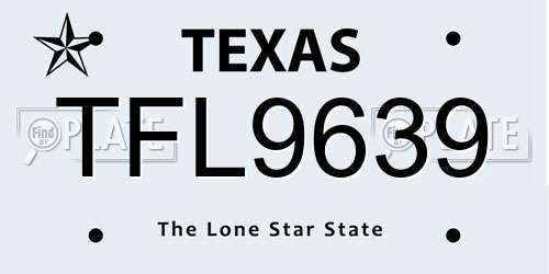 TFL9639 Texas License Plate