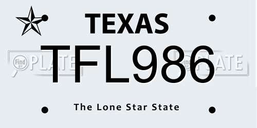 TFL986 Texas License Plate