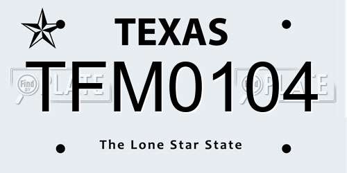 TFM0104 Texas License Plate
