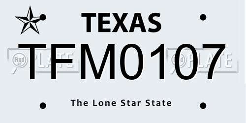 TFM0107 Texas License Plate