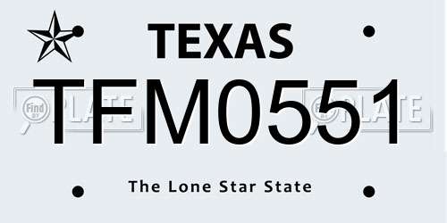 TFM0551 Texas License Plate