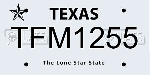 TFM1255 Texas License Plate