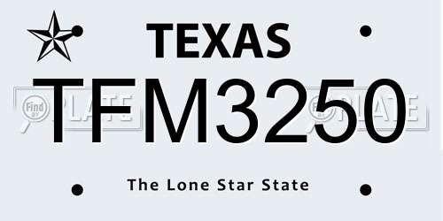 TFM3250 Texas License Plate
