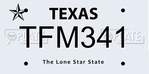 TFM341 Texas License Plate