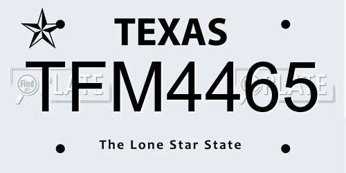 TFM4465 Texas License Plate