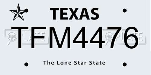TFM4476 Texas License Plate