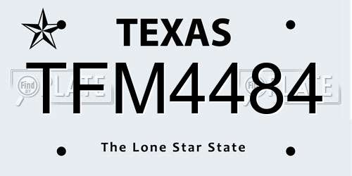 TFM4484 Texas License Plate