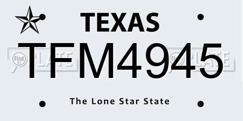 TFM4945 Texas License Plate