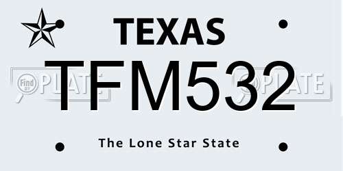 TFM532 Texas License Plate