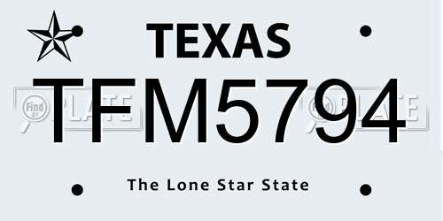 TFM5794 Texas License Plate