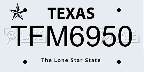 TFM6950 Texas License Plate