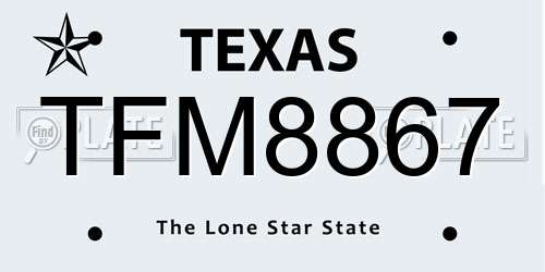 TFM8867 Texas License Plate