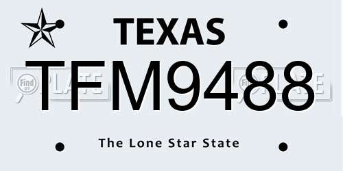 TFM9488 Texas License Plate