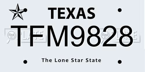 TFM9828 Texas License Plate
