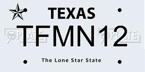 TFMN12 Texas License Plate