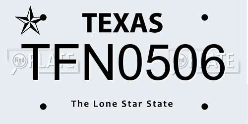 TFN0506 Texas License Plate
