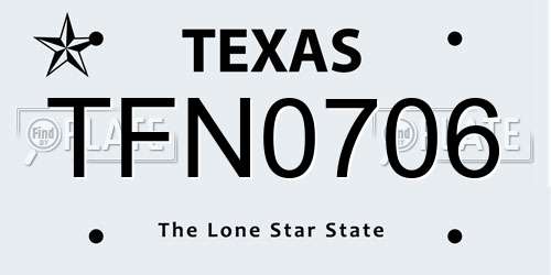 TFN0706 Texas License Plate