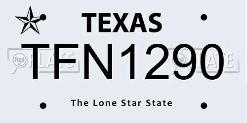 TFN1290 Texas License Plate