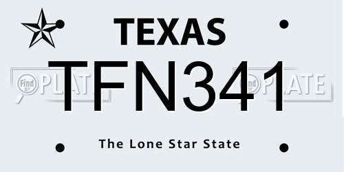 TFN341 Texas License Plate