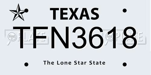TFN3618 Texas License Plate