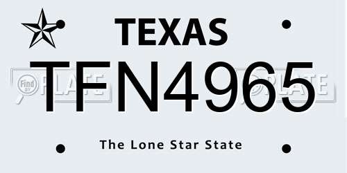 TFN4965 Texas License Plate