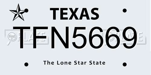 TFN5669 Texas License Plate