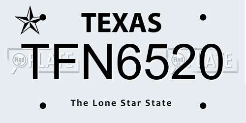 TFN6520 Texas License Plate