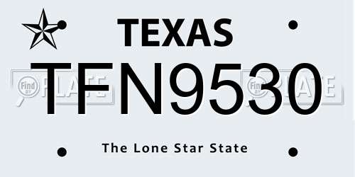 TFN9530 Texas License Plate