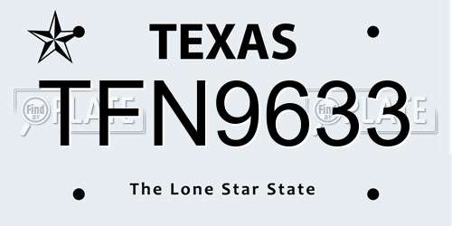 TFN9633 Texas License Plate