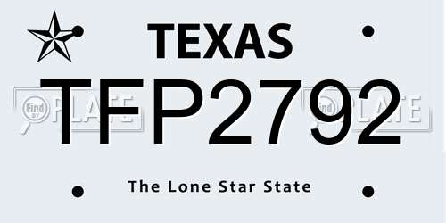 TFP2792 Texas License Plate
