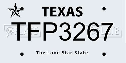 TFP3267 Texas License Plate