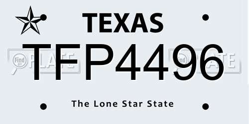 TFP4496 Texas License Plate