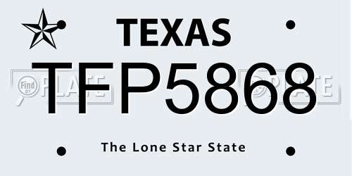 TFP5868 Texas License Plate