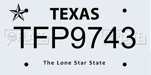 TFP9743 Texas License Plate
