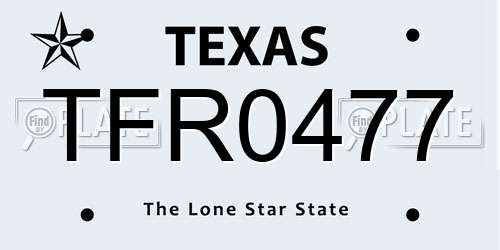 TFR0477 Texas License Plate