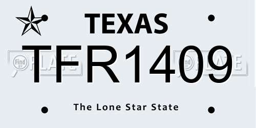 TFR1409 Texas License Plate