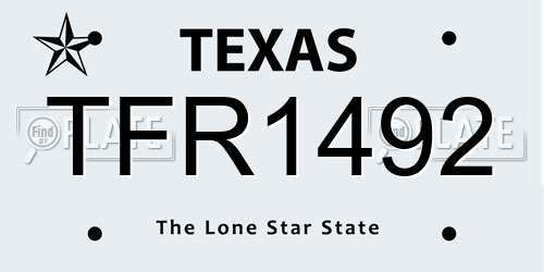 TFR1492 Texas License Plate