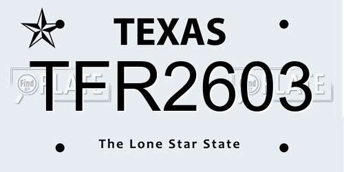 TFR2603 Texas License Plate