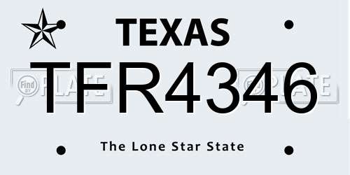 TFR4346 Texas License Plate