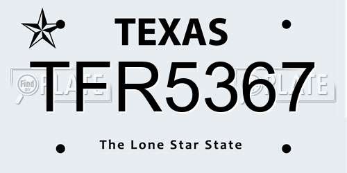 TFR5367 Texas License Plate
