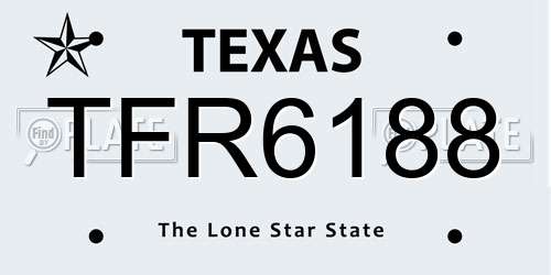 TFR6188 Texas License Plate