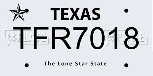 TFR7018 Texas License Plate