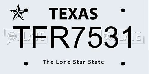 TFR7531 Texas License Plate