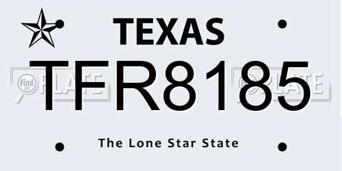 TFR8185 Texas License Plate