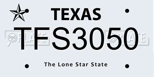 TFS3050 Texas License Plate